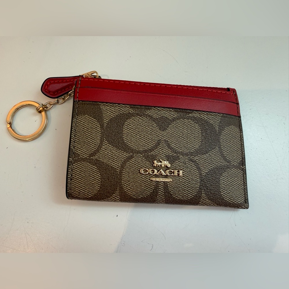 Coach Signature Brown and Red Card Holder